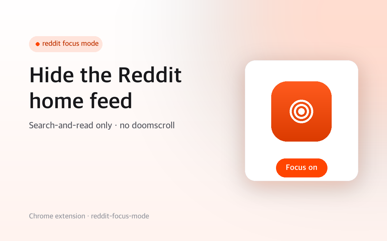 Reddit Focus Mode - Hide the Feed screenshot 1